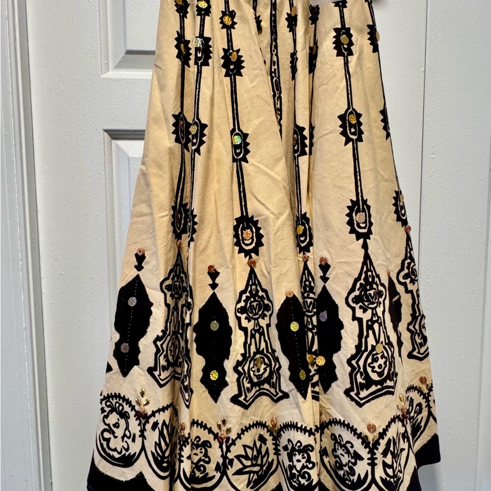 Sandy Arkman Cream and Black Women's Boho Sequin Skirt